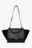 Celine 2012 Black Croc Embossed Leather Medium Trapeze Shoulder Bag