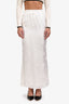 Pre-Loved Chanel™ 2022/23 Runway White Silk Blend Interlocking CC Logo Maxi Skirt Size 36.