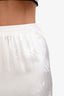 Pre-Loved Chanel™ 2022/23 Runway White Silk Blend Interlocking CC Logo Maxi Skirt Size 36.