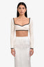 Pre-Loved Chanel™ S/S 2021 Cream/Black Trim Silk Knit Bustier Crop Top Size 34