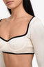 Pre-Loved Chanel™ S/S 2021 Cream/Black Trim Silk Knit Bustier Crop Top Size 34