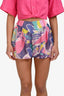Pre-Loved Chanel™ 2021 Pink/Purple Silk Patterned Mini Shorts Size 34