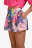 Pre-Loved Chanel™ 2021 Pink/Purple Silk Patterned Mini Shorts Size 34