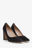 Manolo Blahnik Black Suede Round Toe Chunky Heels Size 40
