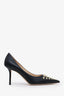 Jimmy Choo Black Leather Love Pumps With Gold Detailing Size 39.5