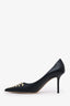 Jimmy Choo Black Leather Love Pumps With Gold Detailing Size 39.5