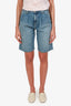 Nili Lotan Blue Denim Pleated Shorts Size 24