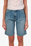 Nili Lotan Blue Denim Pleated Shorts Size 24