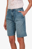 Nili Lotan Blue Denim Pleated Shorts Size 24