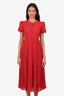 Self Portrait Red Chiffon Midi Dress Size 4