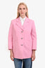 Ganni Pink Oversized Single Breasted Blazer Size OS