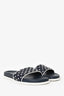 Valentino Navy Leather Rockstud Spike Slides Size 41