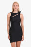 Coperni Black Asymmetric Flower Mini Dress Size M