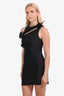 Coperni Black Asymmetric Flower Mini Dress Size M