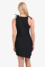 Coperni Black Asymmetric Flower Mini Dress Size M
