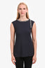 Brunello Cucinelli Navy Cotton Beaded Neck Detail Sleeveless Top Size M
