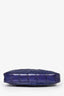 Valentino Vintage Indigo Crocodile Leather Crystal Embellished Clutch On Chain