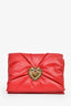 Dolce & Gabbana Red Leather Heart Detail 'Devotion' Clutch On Chain