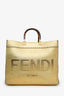 Fendi Metallic Yellow Medium Sunshine Shopper Tote With Strap