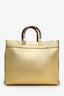 Fendi Metallic Yellow Medium Sunshine Shopper Tote With Strap