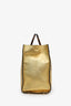 Fendi Metallic Yellow Medium Sunshine Shopper Tote With Strap