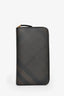 Burberry Dark Brown Check Coated Canvas Large Zip Wallet