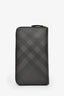 Burberry Dark Brown Check Coated Canvas Large Zip Wallet