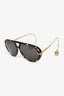 Bottega Veneta Brown Tortoiseshell Aviator Sunglasses with Gold Drop Detail