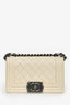 Pre-Loved Chanel™ 2016-17 Cream Caviar Leather Small Boy Bag SHW