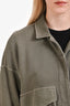 CLOSED Light Green Oversized Cotton Button-Up Jacket Size Small