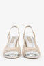 Pre-Loved Chanel™ Taupe/Silver Suede Square Cap Toe CC Slingback Heel Size 37.5