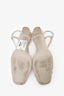 Pre-Loved Chanel™ Taupe/Silver Suede Square Cap Toe CC Slingback Heel Size 37.5