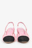 Pre-Loved Chanel™ Pink Tweed Cap Toe Slingback Heels Size 37.5C