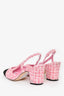 Pre-Loved Chanel™ Pink Tweed Cap Toe Slingback Heels Size 37.5C