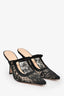 Christian Dior Black Lace 'Capture' Heeled Mules Size 37