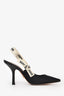 Christian Dior Black Technical Fabric J'Adior Slingback Pumps Size 37.5