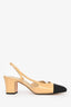 Pre-Loved Chanel™ Beige Leather Captoe Slingback Heels Size 37.5