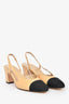 Pre-Loved Chanel™ Beige Leather Captoe Slingback Heels Size 37.5