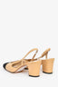 Pre-Loved Chanel™ Beige Leather Captoe Slingback Heels Size 37.5