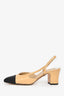 Pre-Loved Chanel™ Beige Leather Captoe Slingback Heels Size 37.5