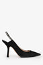 Christian Dior Black Suede Crystal Slingback Heels Size 36.5