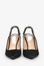 Christian Dior Black Suede Crystal Slingback Heels Size 36.5