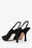 Christian Dior Black Suede Crystal Slingback Heels Size 36.5