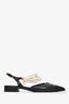 Pre-Loved Chanel™ Black Leather Pointed Toe Cap Toe Pearl Detail Flats Size 38C
