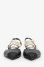 Pre-Loved Chanel™ Black Leather Pointed Toe Cap Toe Pearl Detail Flats Size 38C