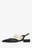 Pre-Loved Chanel™ Black Leather Pointed Toe Cap Toe Pearl Detail Flats Size 38C