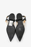 Pre-Loved Chanel™ Black Leather Pointed Toe Cap Toe Pearl Detail Flats Size 38C