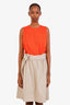 Akris Punto Orange Cotton Belted Midi Dress Size 14