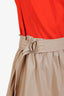 Akris Punto Orange Cotton Belted Midi Dress Size 14