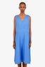 Lafayette New York Blue Cotton Criss Cross Midi Dress Size 14
